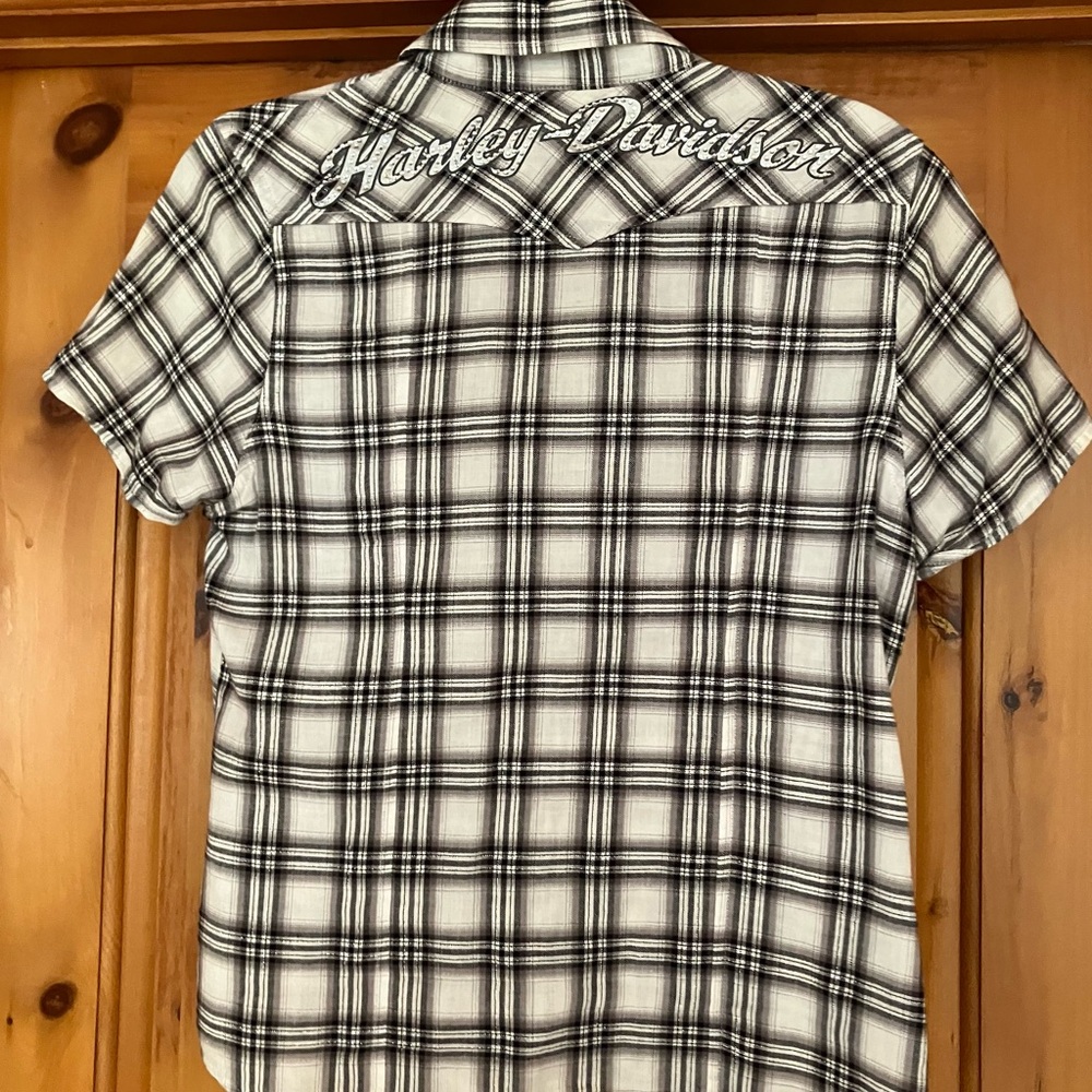 Harley-Davidson Black and White Plaid Shirt